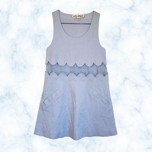 To Be Adored RARE Designer Jamily Dress NWOT Pale Baby Blue Scalloped Silk Sz XS